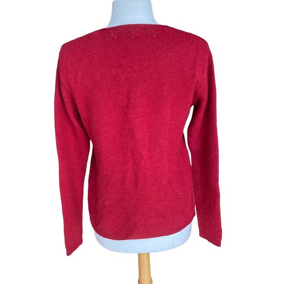 MFH Knits Peruvian Alpaca Wool Cardigan Embroidered Floral Holiday Grannycore-S - Picture 11 of 15